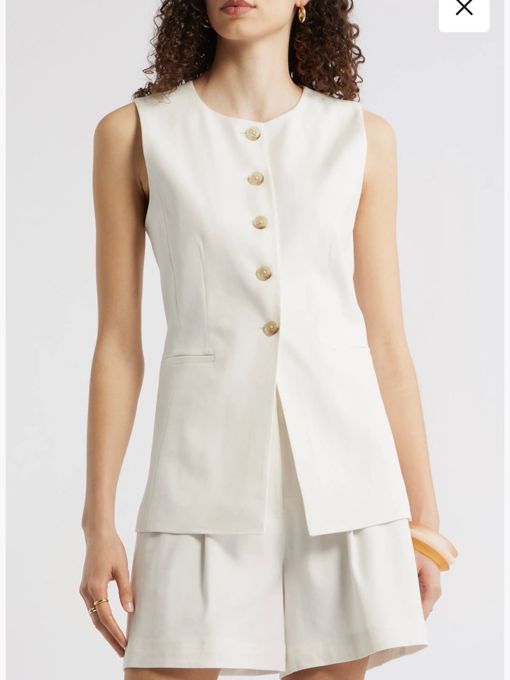 Nordstrom Linen Blend Longline Vest sz M